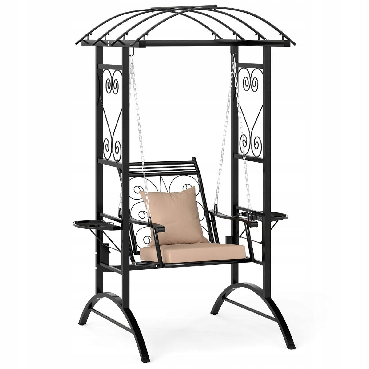 Garden Swing with Metal Frame Single Seater Swing with Table