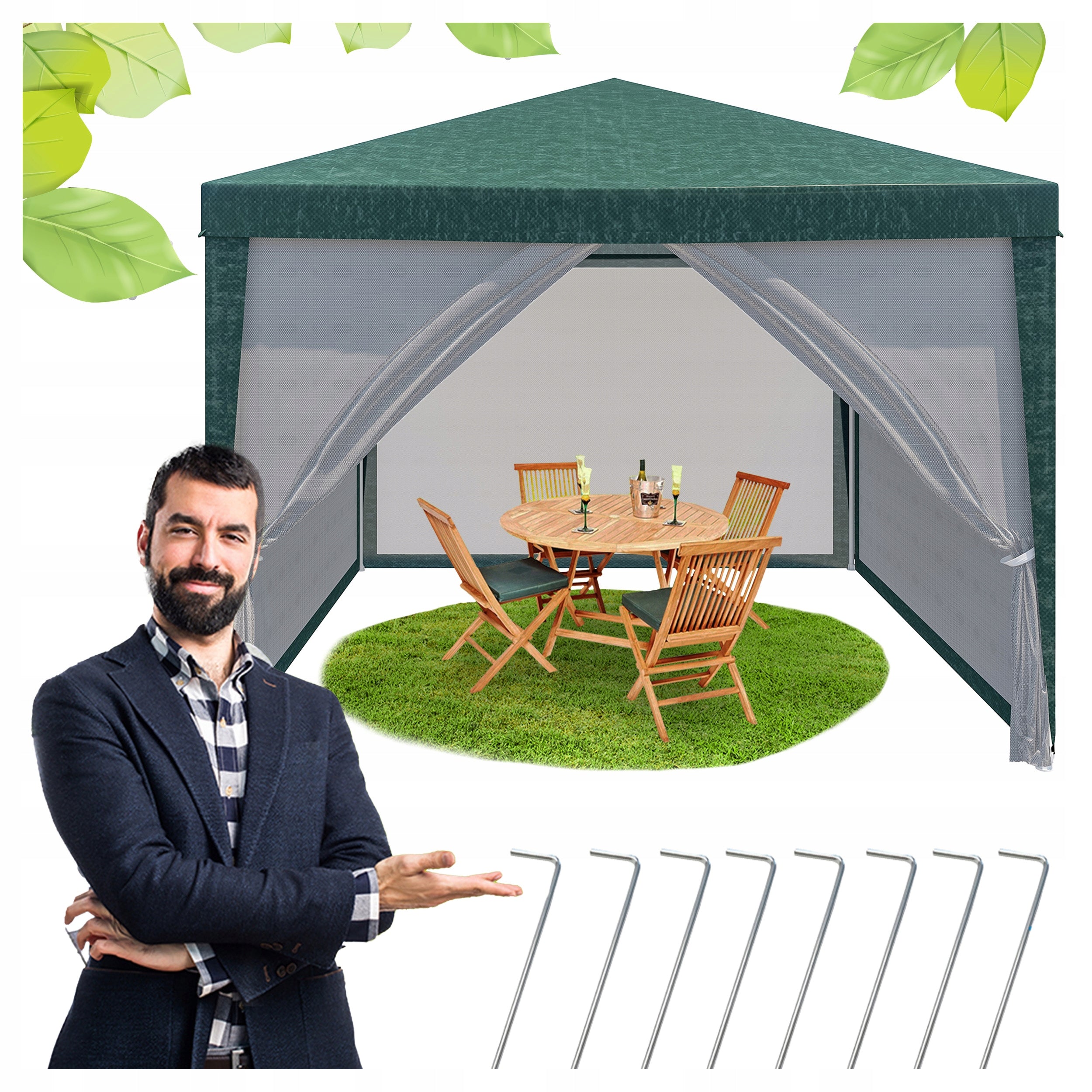 Garden Tent Commercial Gazebo Pavilion 3x3 + Mosquito Net For Terrace Garden Packaging status original