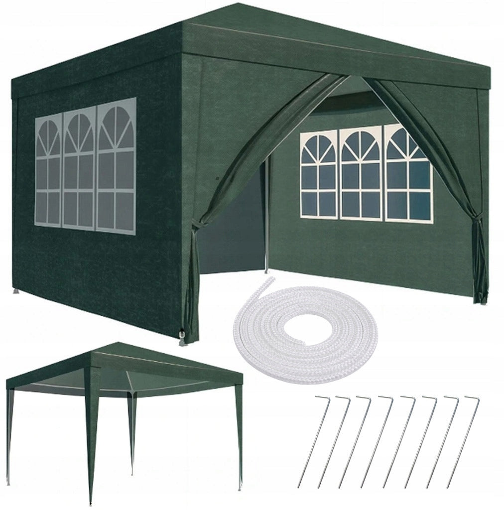 Garden Tent PAVILION 3x3m Commercial Garden Gazebo 4 Walls + Window Manufacturer Stator