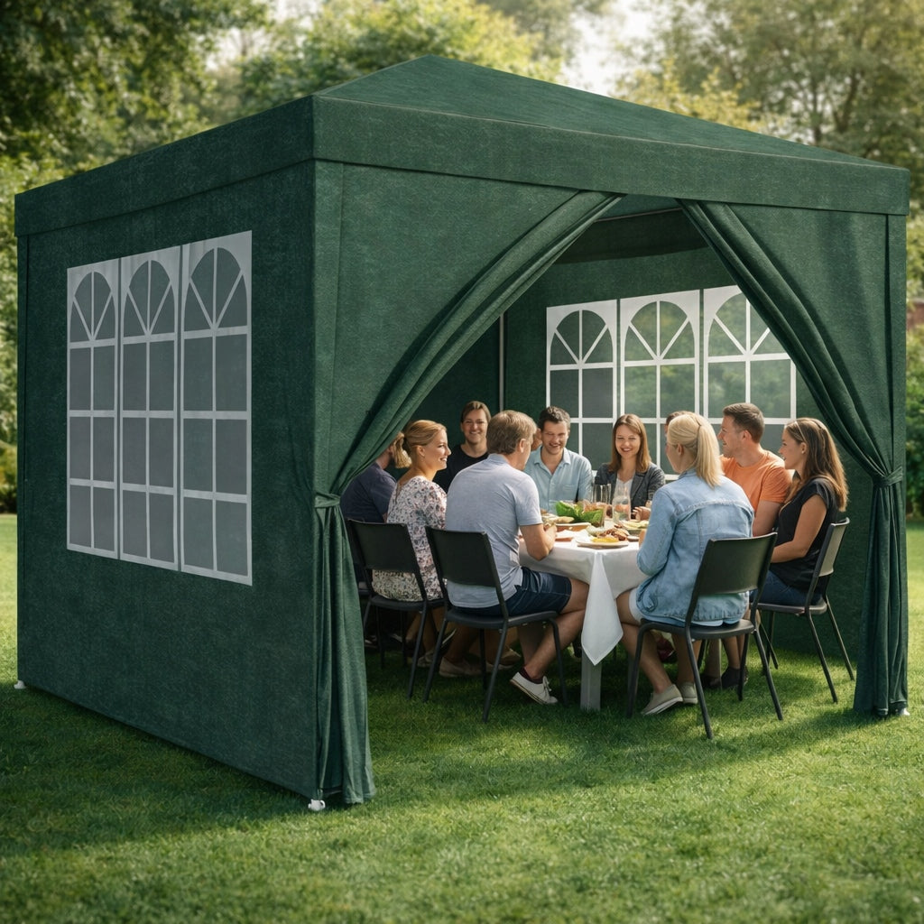 Garden Tent PAVILION 3x3m Commercial Garden Gazebo 4 Walls + Window Number of windows 6
