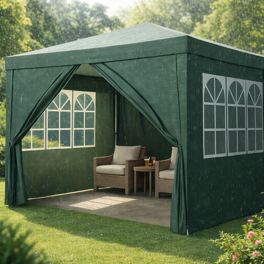 Garden Tent PAVILION 3x3m Commercial Garden Gazebo 4 Walls + Window Sheathing type PE