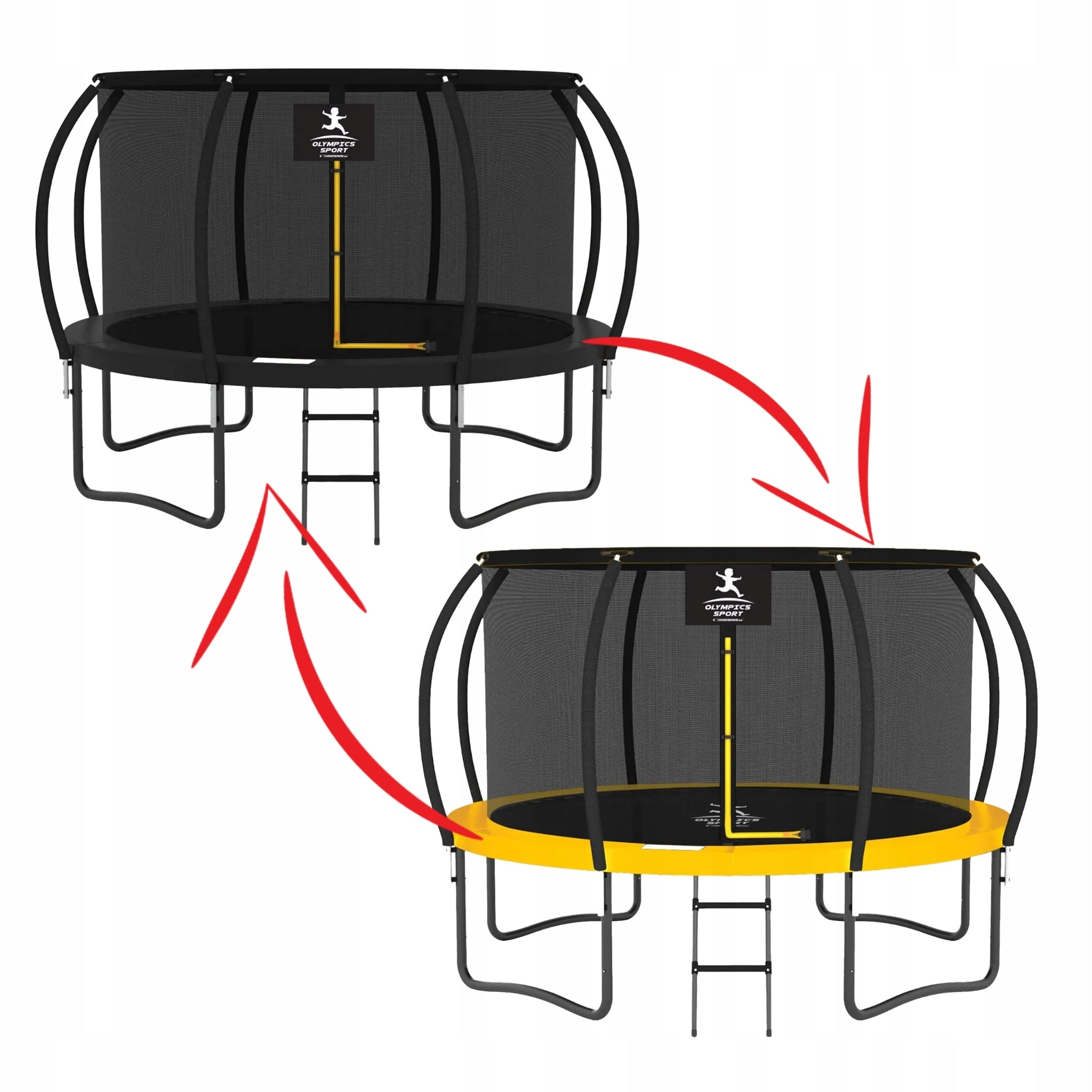 Garden Trampoline LED 12FT 366 cm 180kg Olympics Sport with Mesh Basket Total height 260 cm