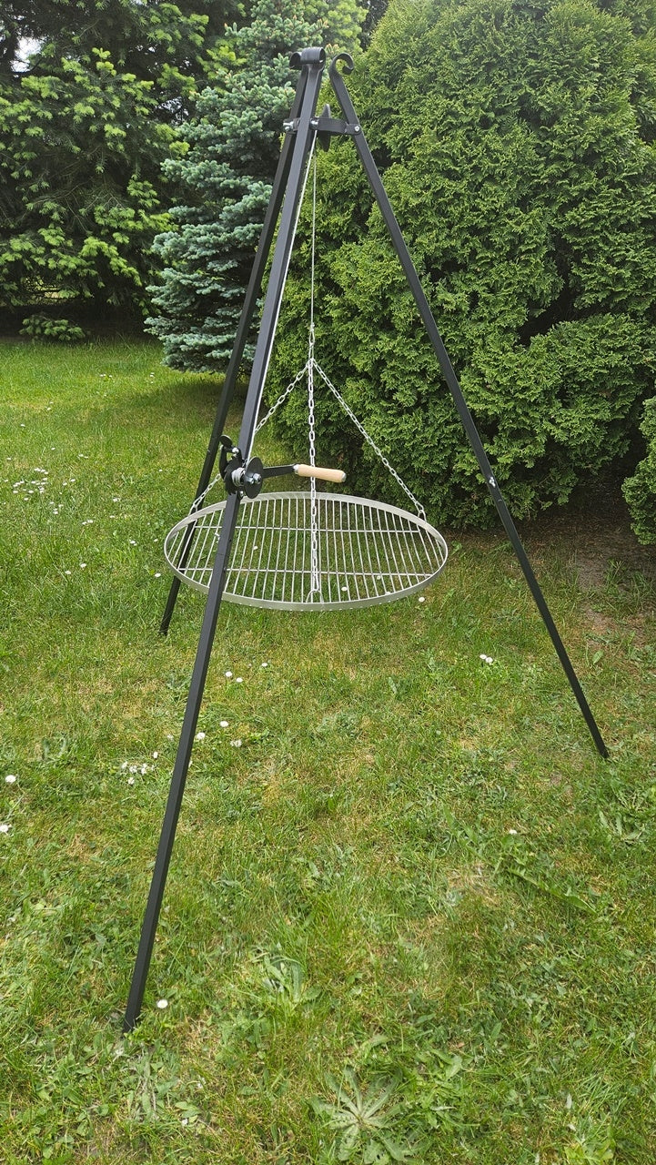 Garden Tripod Grill 185 cm Stainless Steel Grate Adjustable Reel Manufacturer code Grill ogrodowy 185 trójnóg ruszt nierdzewny