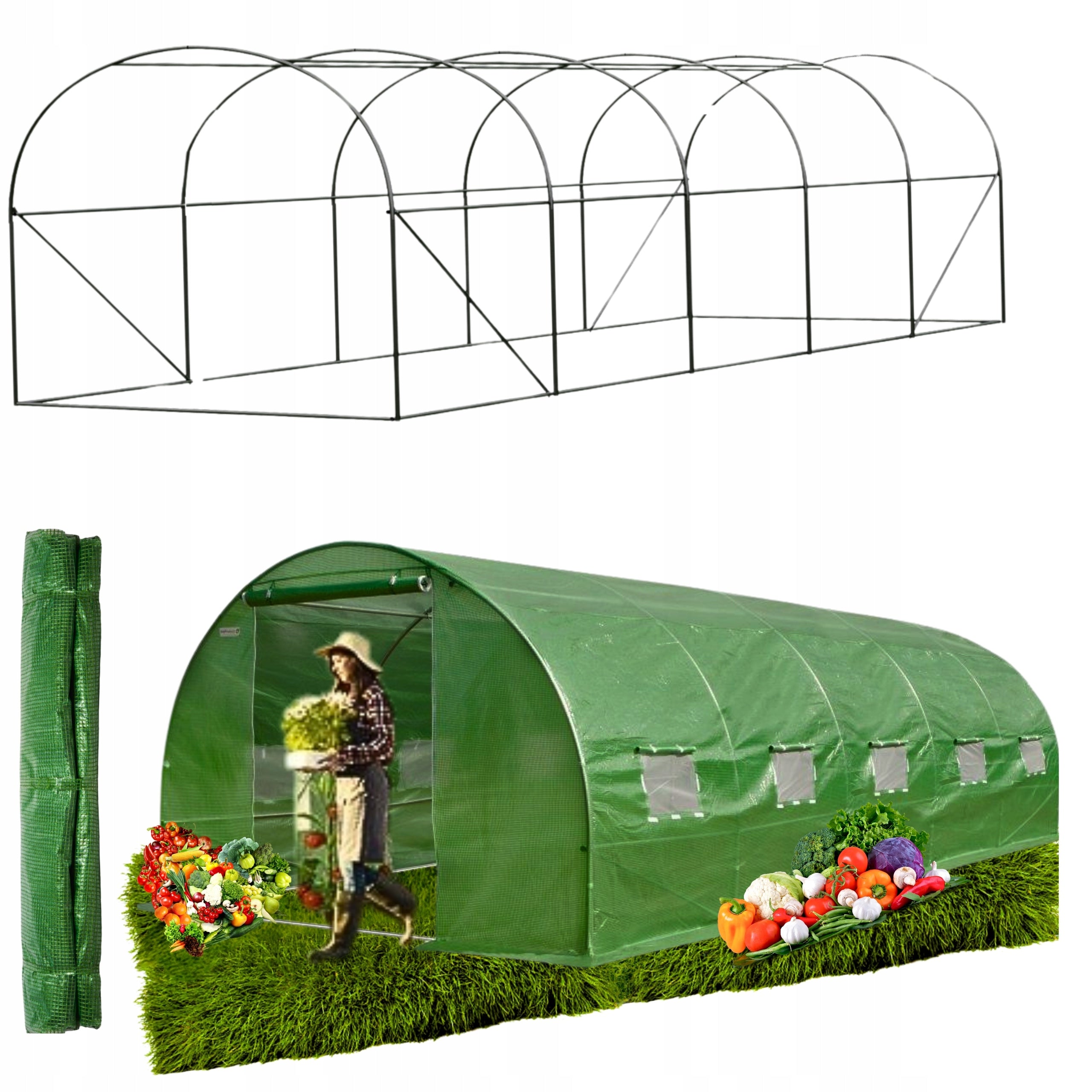 Garden Tunnel Foil Greenhouse 3x8x2 - 24m² FOIL + GALVANIZED FRAME