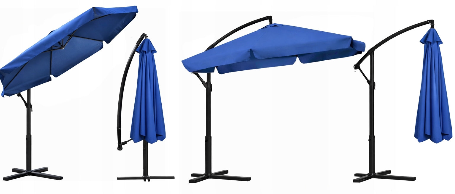 Garden UMBRELLA 350cm FOLDING SOLID WITH BOOM FRILL + COVER Manufacturer code Parasol RahheGarden niebieski