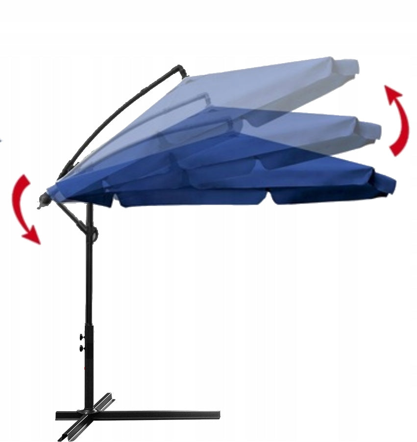 Garden UMBRELLA 350cm FOLDING SOLID WITH BOOM FRILL + COVER Packaging status original