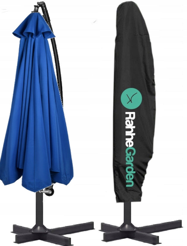 Garden UMBRELLA 350cm FOLDING SOLID WITH BOOM FRILL + COVER Product height 250 cm