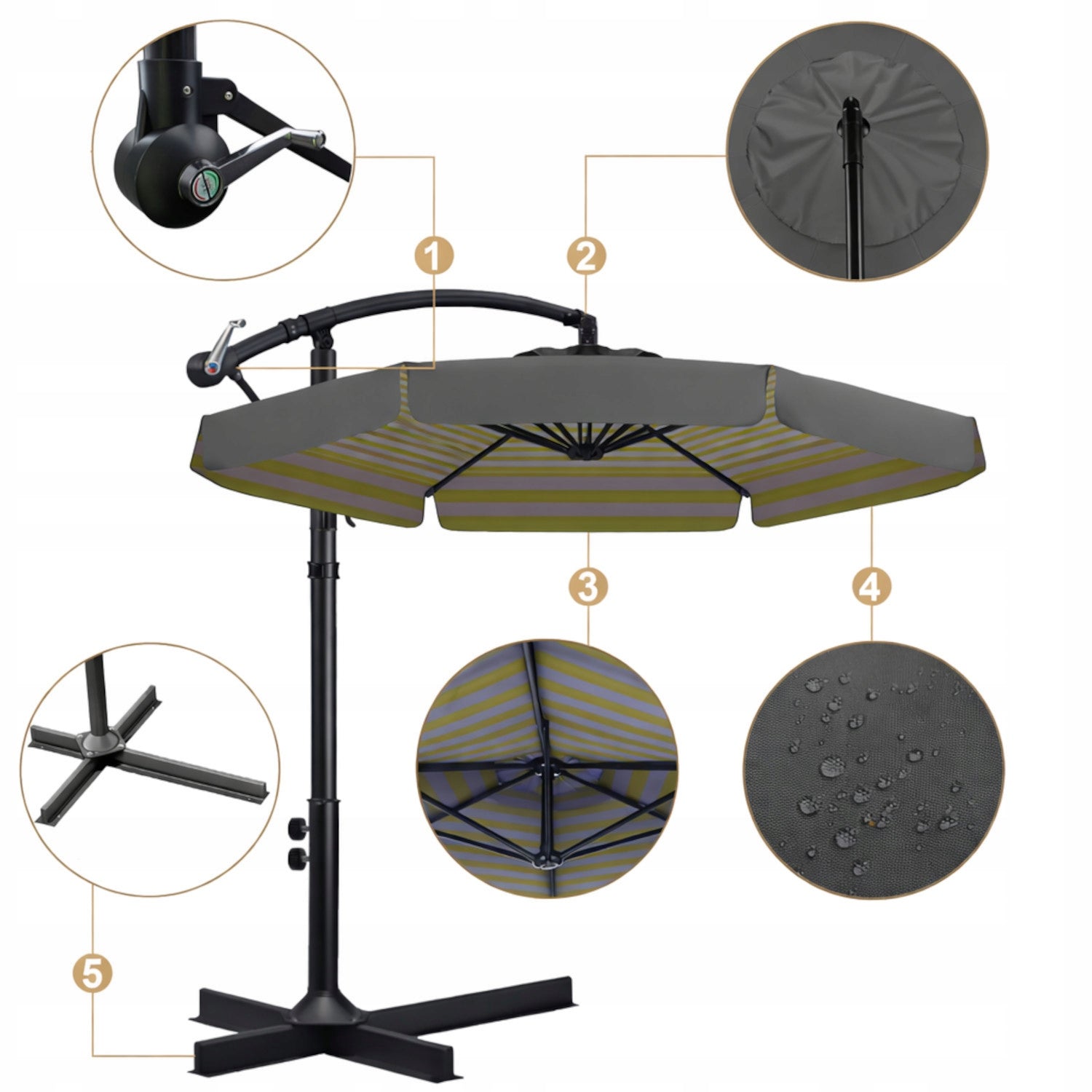 Garden UMBRELLA LARGE FOLDING SOLID WITH BOOM AND FRILL + COVER Diameter/width 350 cm