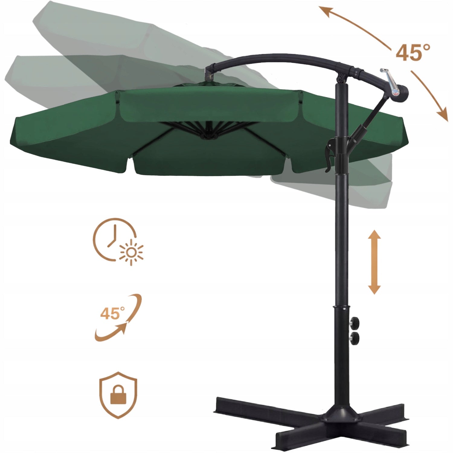 Garden UMBRELLA LARGE FOLDING SOLID WITH BOOM AND FRILL + COVER Product height 250 cm