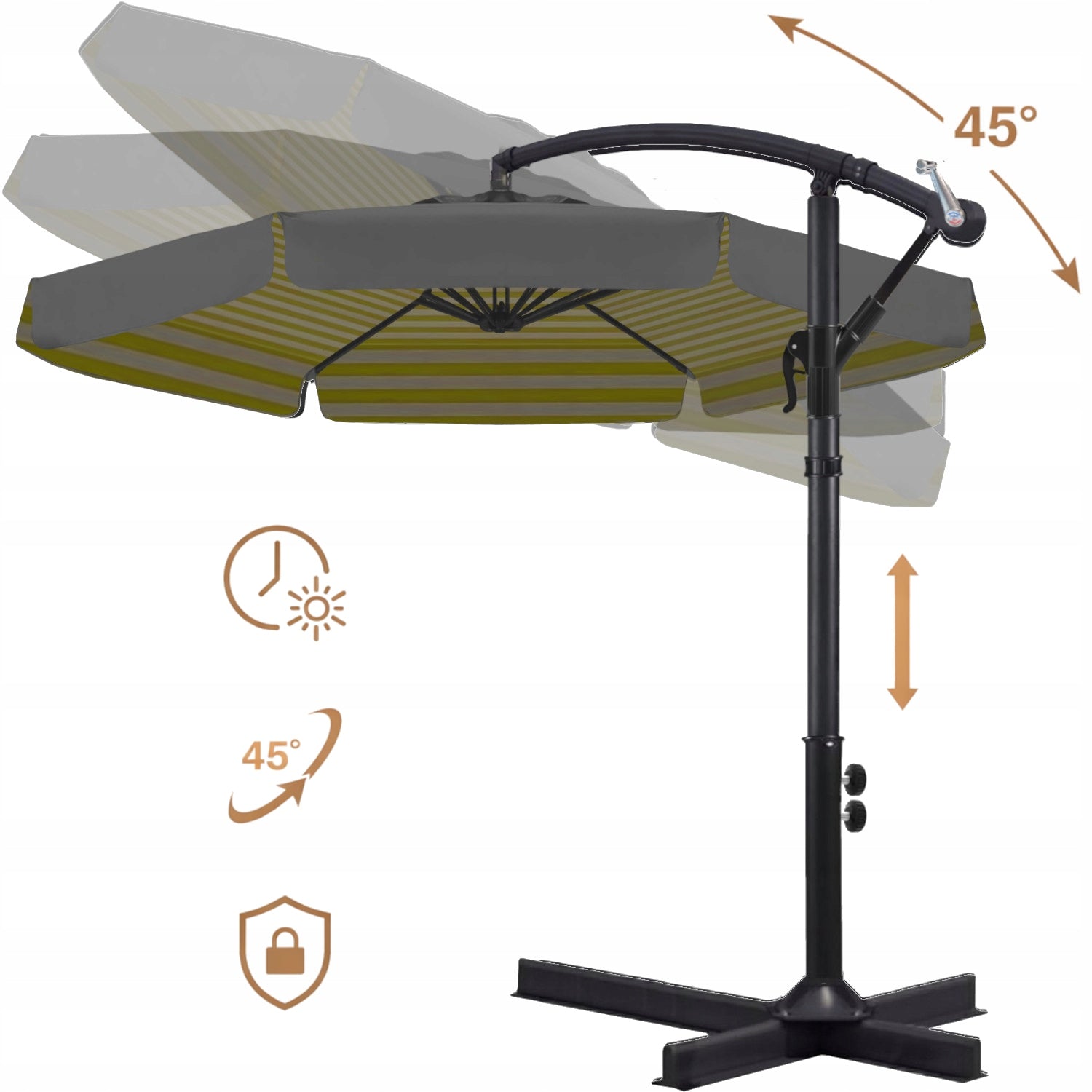 Garden UMBRELLA LARGE FOLDING SOLID WITH BOOM AND FRILL + COVER Product height 250 cm