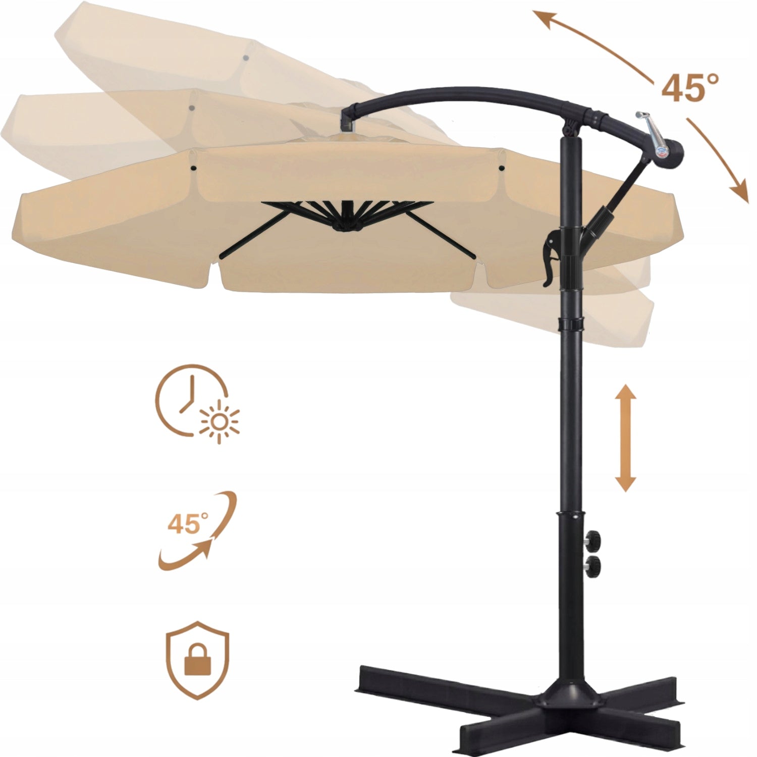 Garden UMBRELLA LARGE FOLDING SOLID WITH BOOM AND FRILL + COVER Product height 250 cm