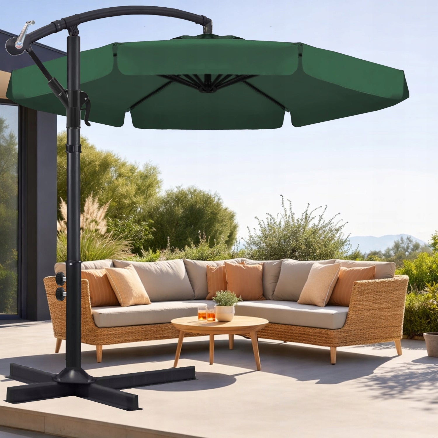 Garden UMBRELLA LARGE FOLDING SOLID WITH BOOM AND FRILL + COVER Product weight with unit packaging 15 kg