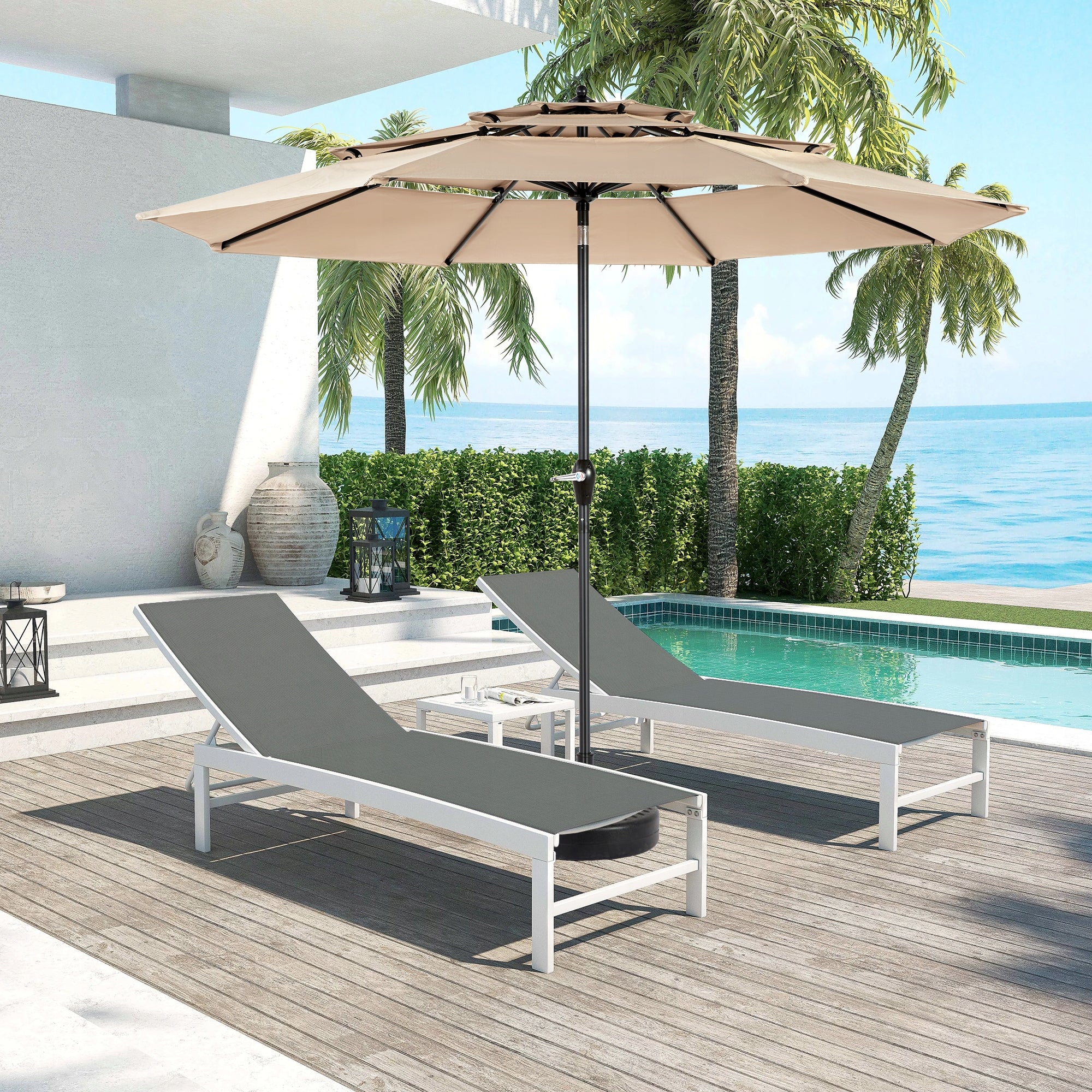 Garden Umbrella 141x40,5x14,5 cm UV50+ khaki with automatic tilt Packaging status original