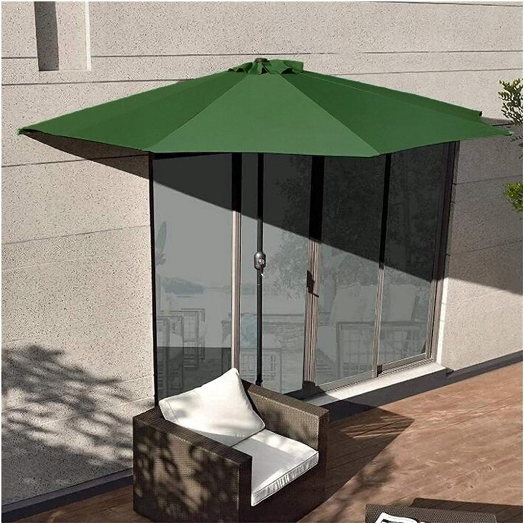 Garden Umbrella 2,7m Semi-Umbrella Wall Green For Terrace Balcony Crank Diameter/width 270 cm