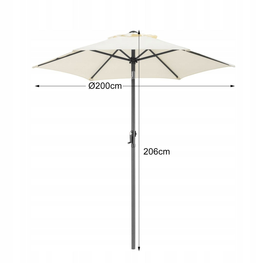 Garden Umbrella Balcony Folding Adjustable 200cm UV For Terrace Beige Diameter/width 200 cm