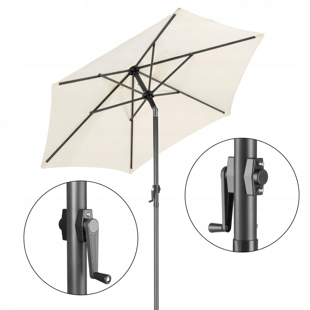 Garden Umbrella Balcony Folding Adjustable 200cm UV For Terrace Beige Packaging status original