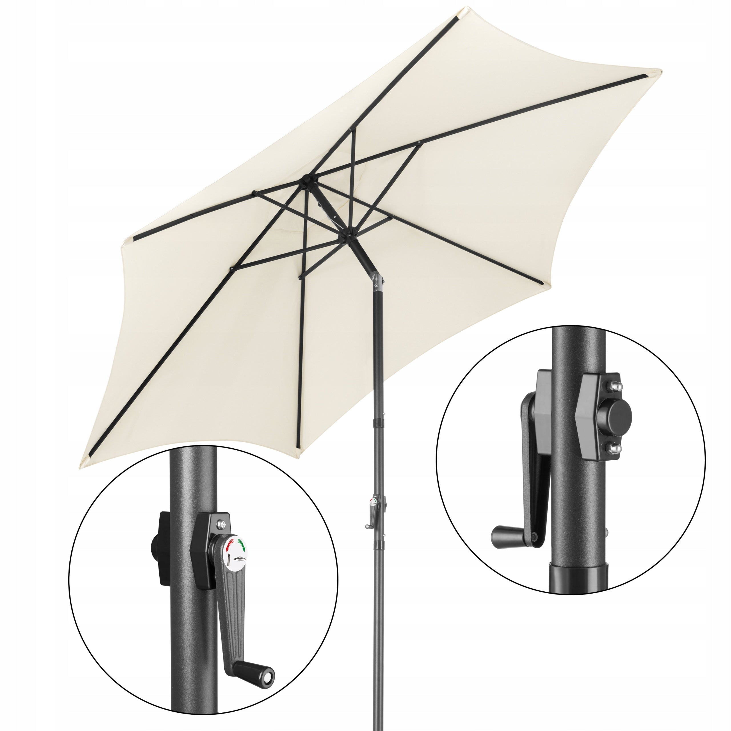Garden Umbrella Balcony Folding Adjustable 300 cm Beige Garden Manufacturer code H-671