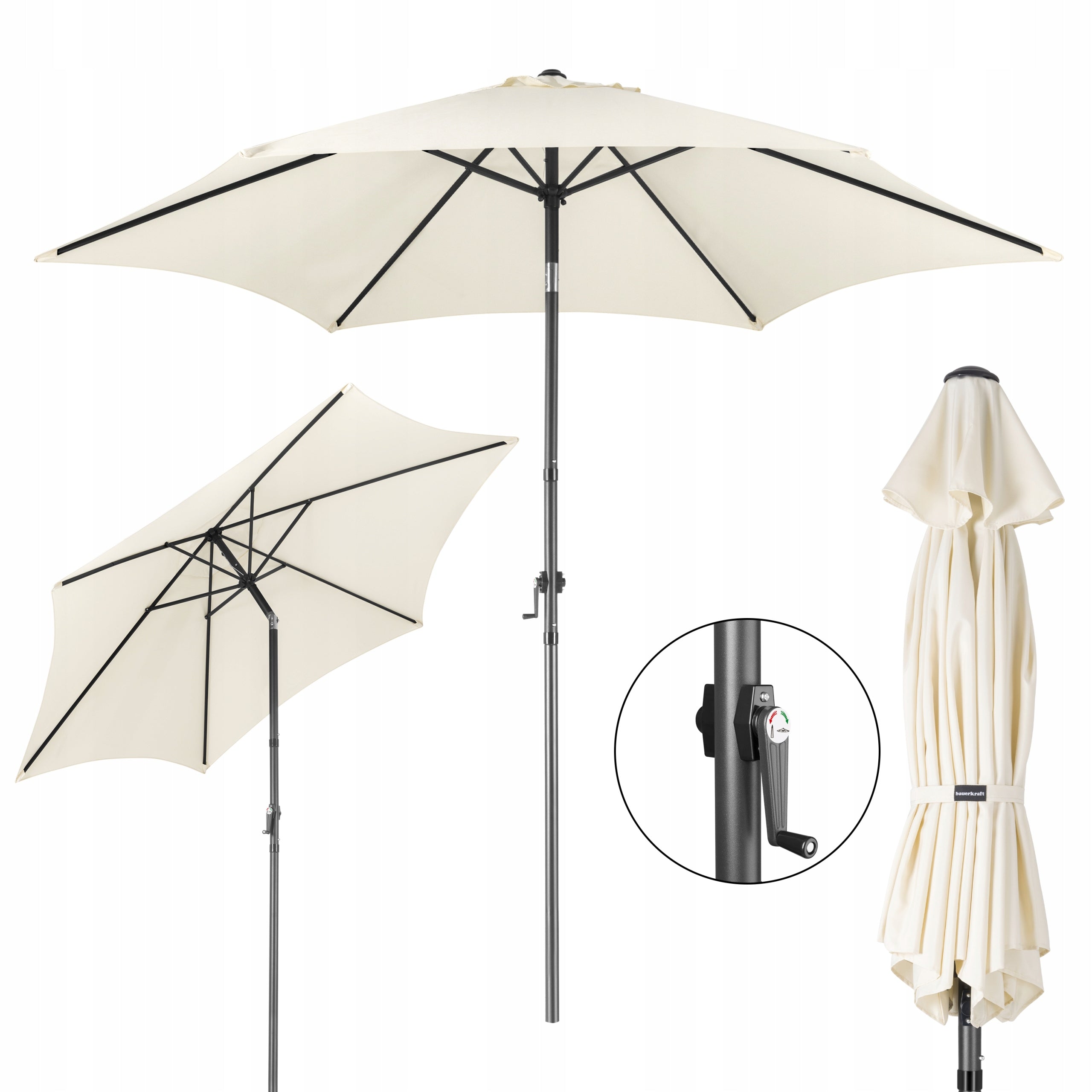 Garden Umbrella Balcony Folding Adjustable 300 cm Beige Garden
