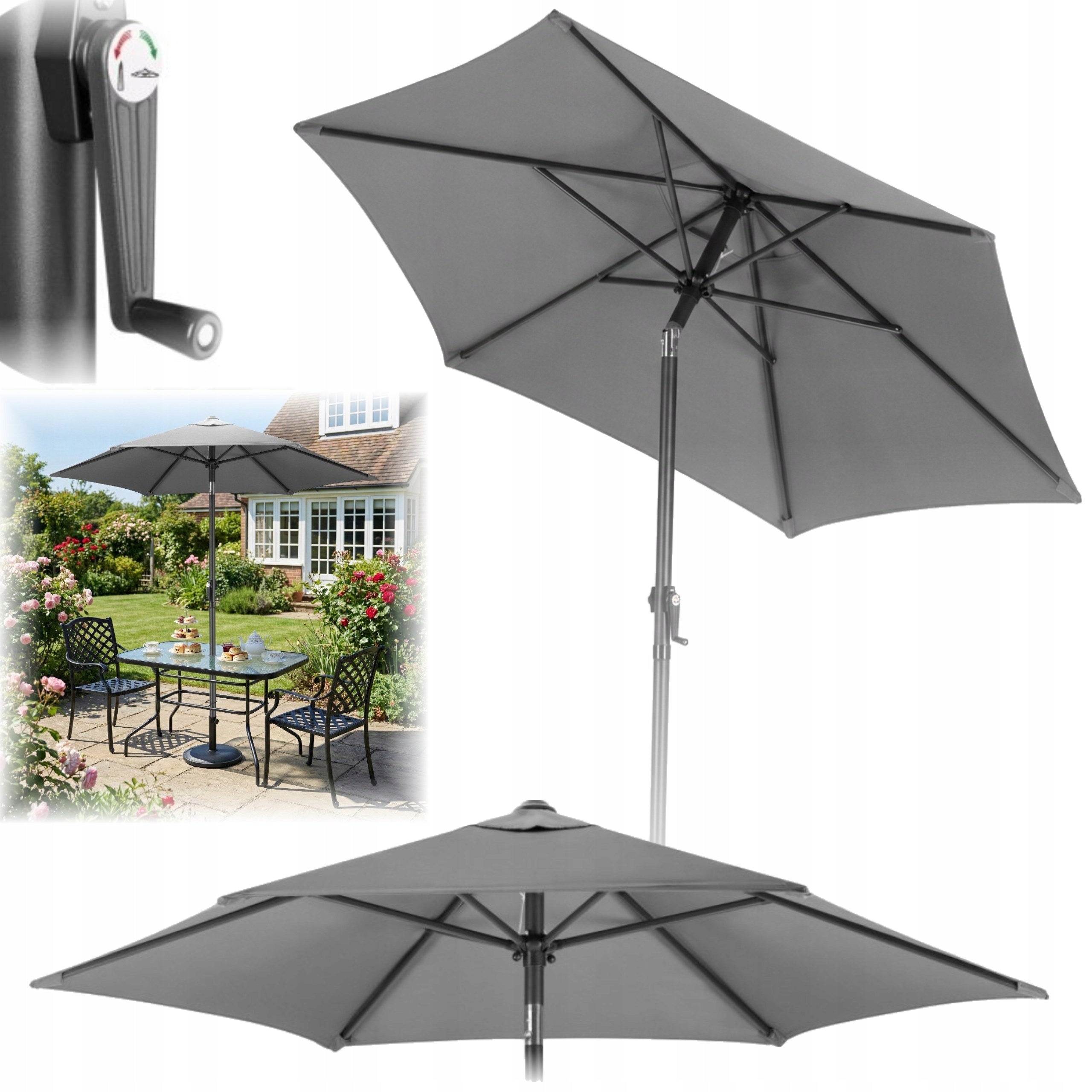 Garden Umbrella Balcony Folding Broken 200cm UV Grey Folding Large