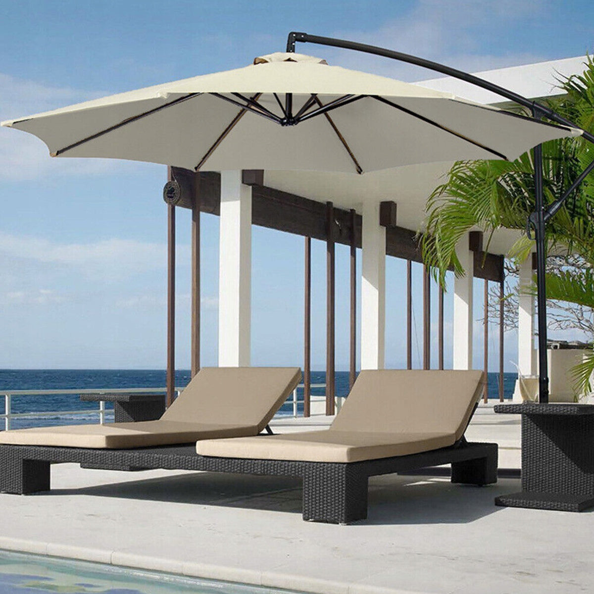 Garden Umbrella Cover 6 Arms 300cm Beige Waterproof Diameter/width 300 cm