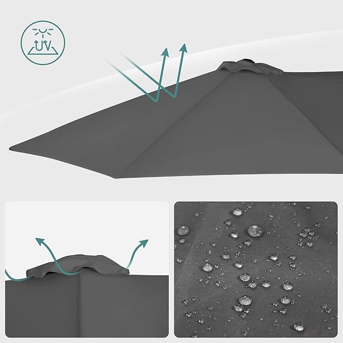 Garden Umbrella Double Large UV Protection Grey Product height 245 cm