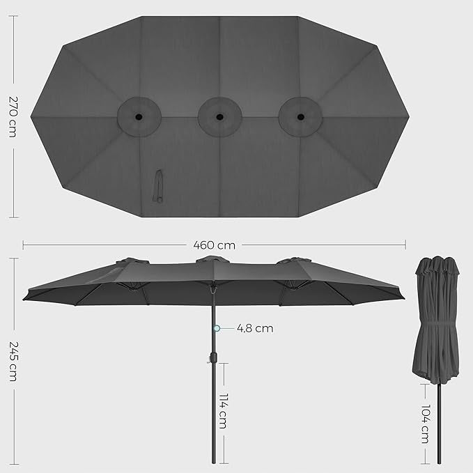 Garden Umbrella Double Large UV Protection Grey Product weight with unit packaging 13.53 kg