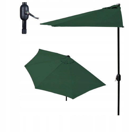 Garden Umbrella Folding Half-Umbrella Wall For Terrace 2,7 m Green