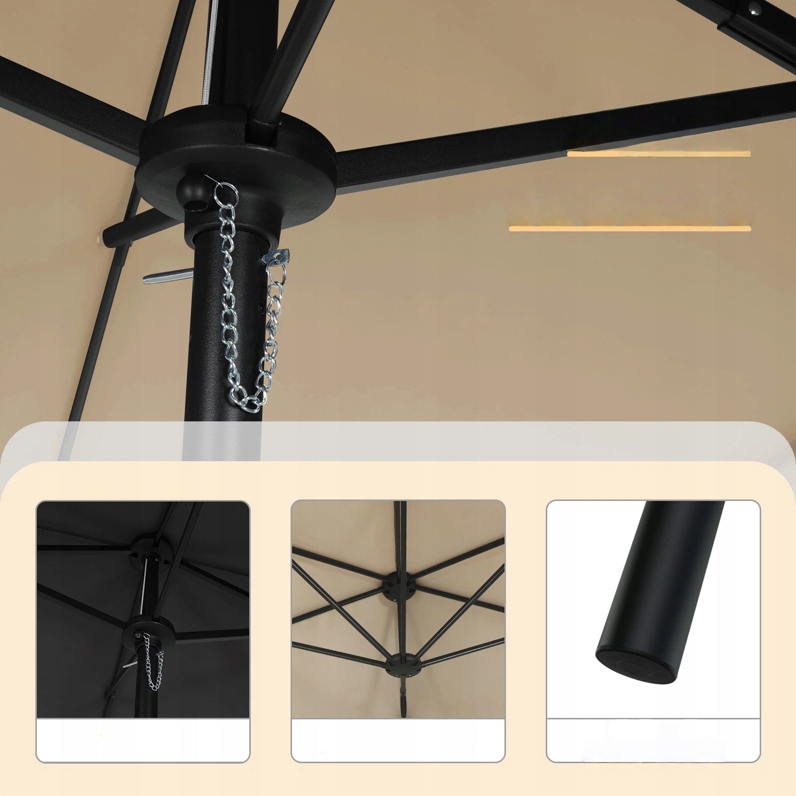 Garden Umbrella Large 400x200 CM Double Folding XXL UPF50+ beige Diameter/width 400 cm