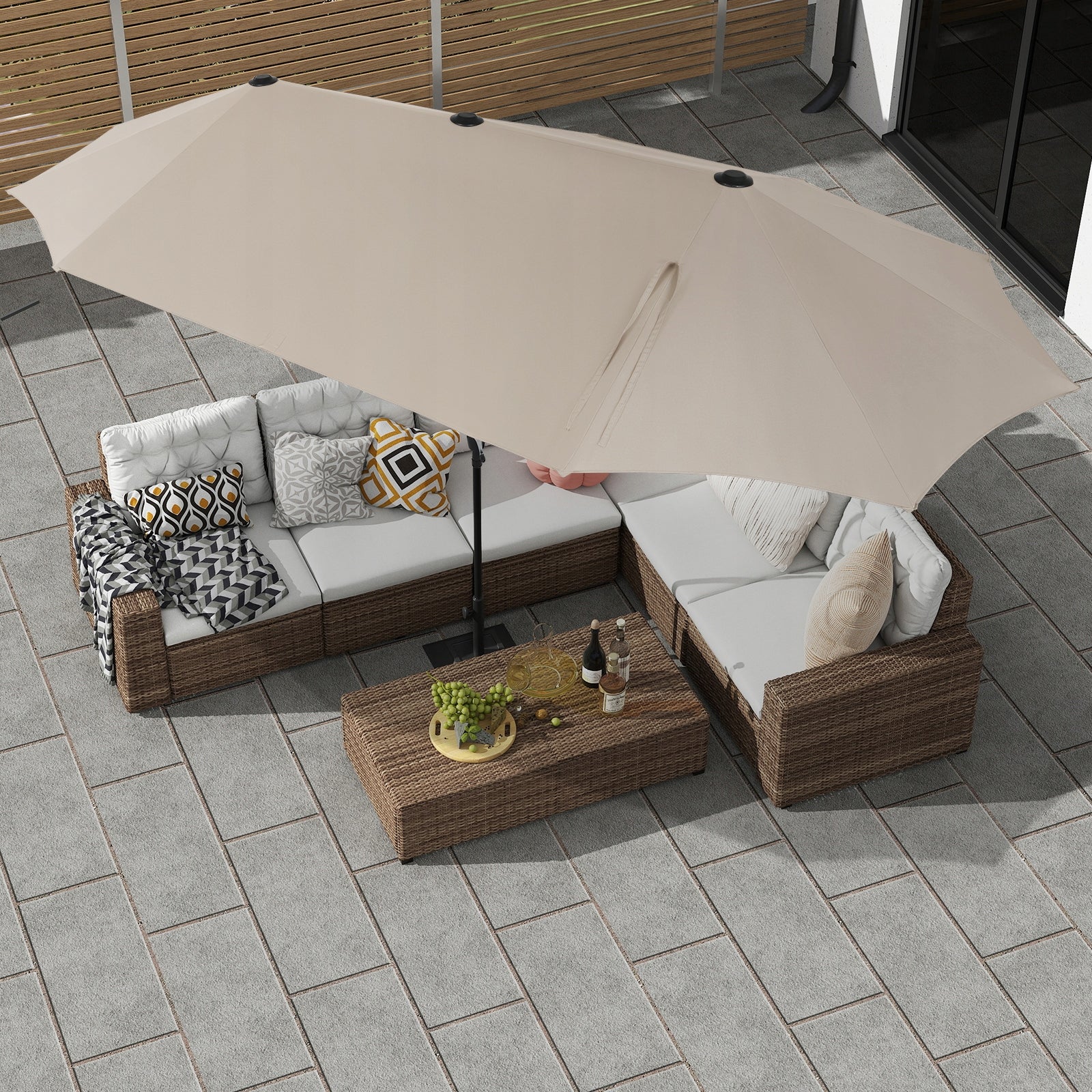 Garden Umbrella Large 400x200 CM Double Folding XXL UPF50+ beige Manufacturer code SDU9004