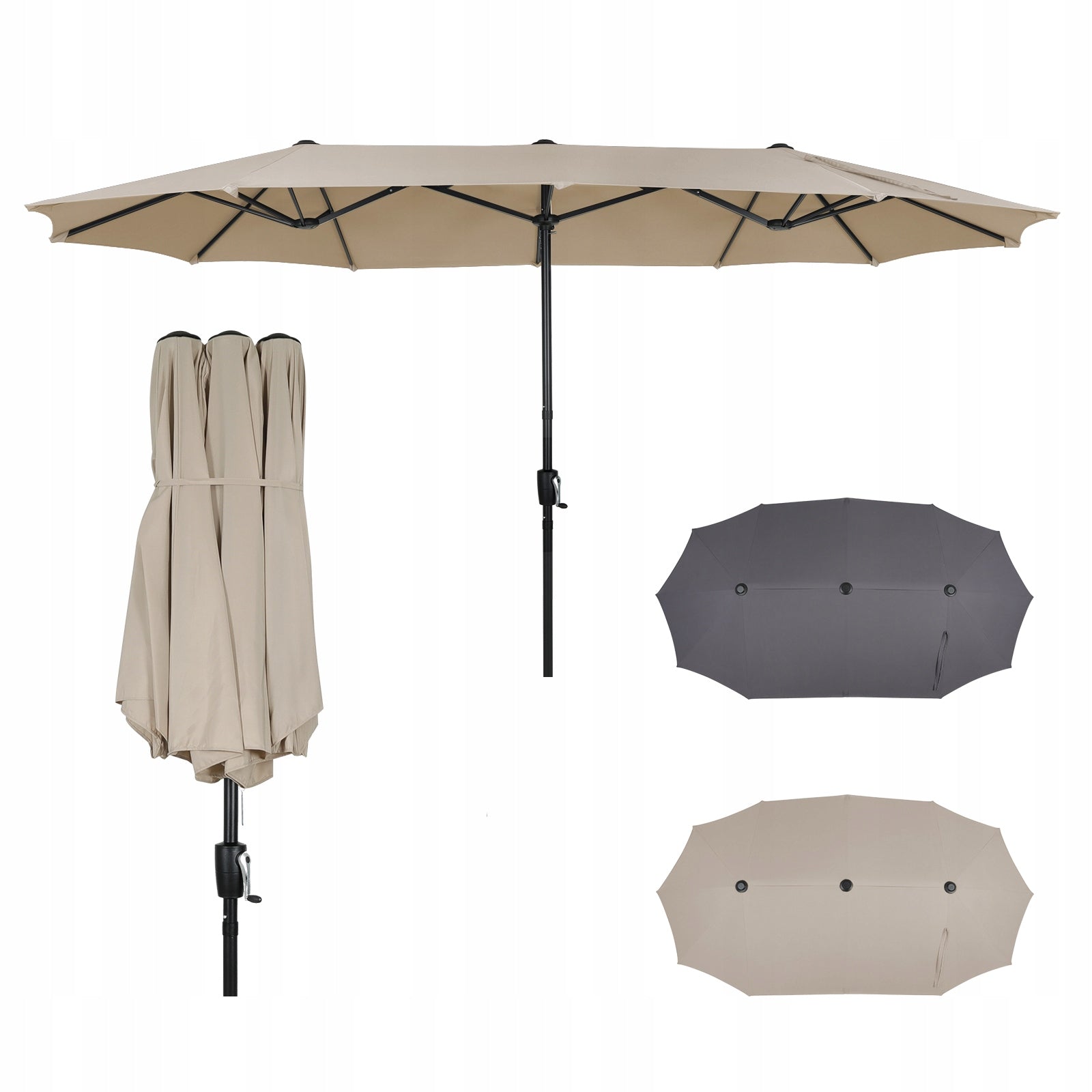 Garden Umbrella Large 400x200 CM Double Folding XXL UPF50+ beige