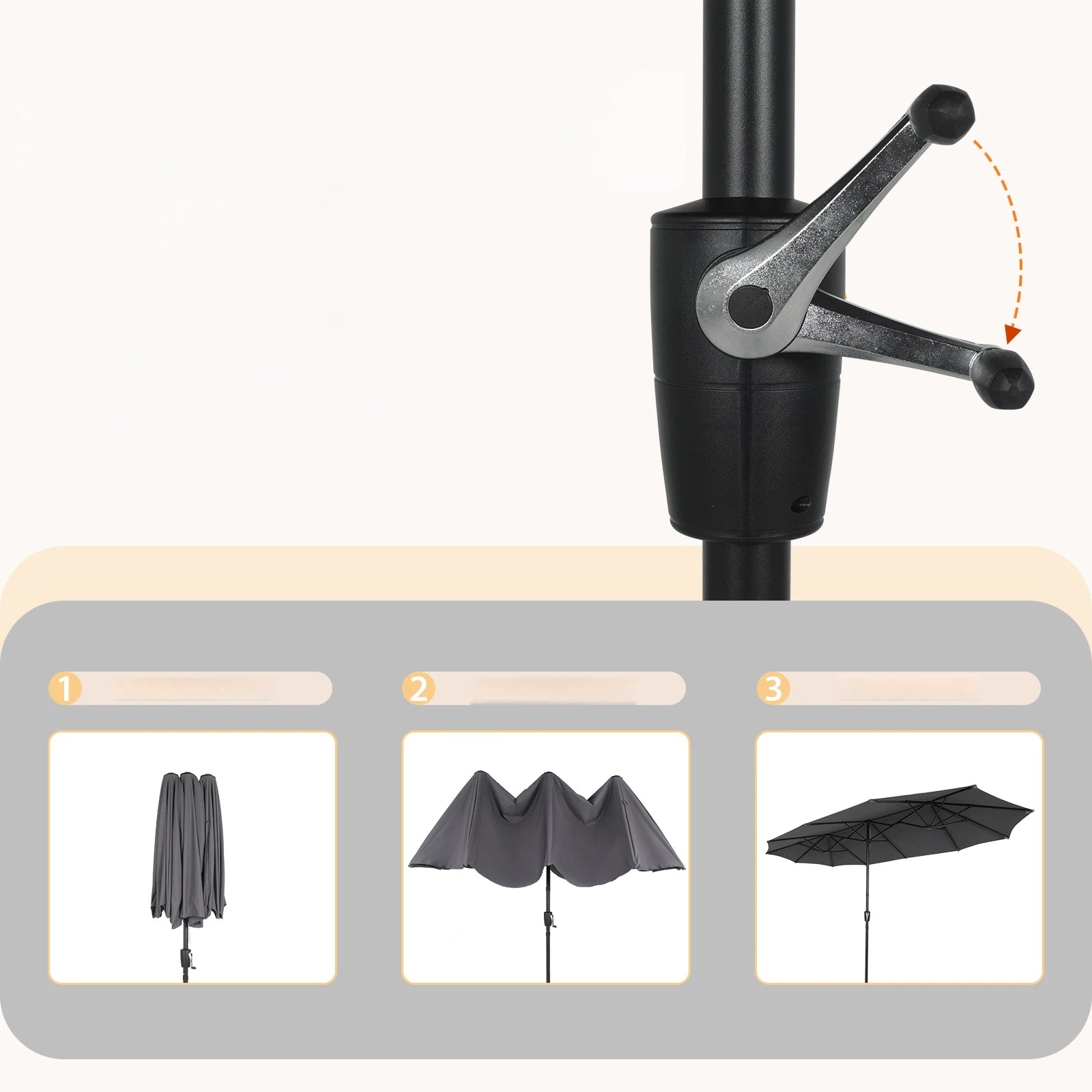 Garden Umbrella Large 400x200 CM Double Folding XXL UV50+ Grey Color gray