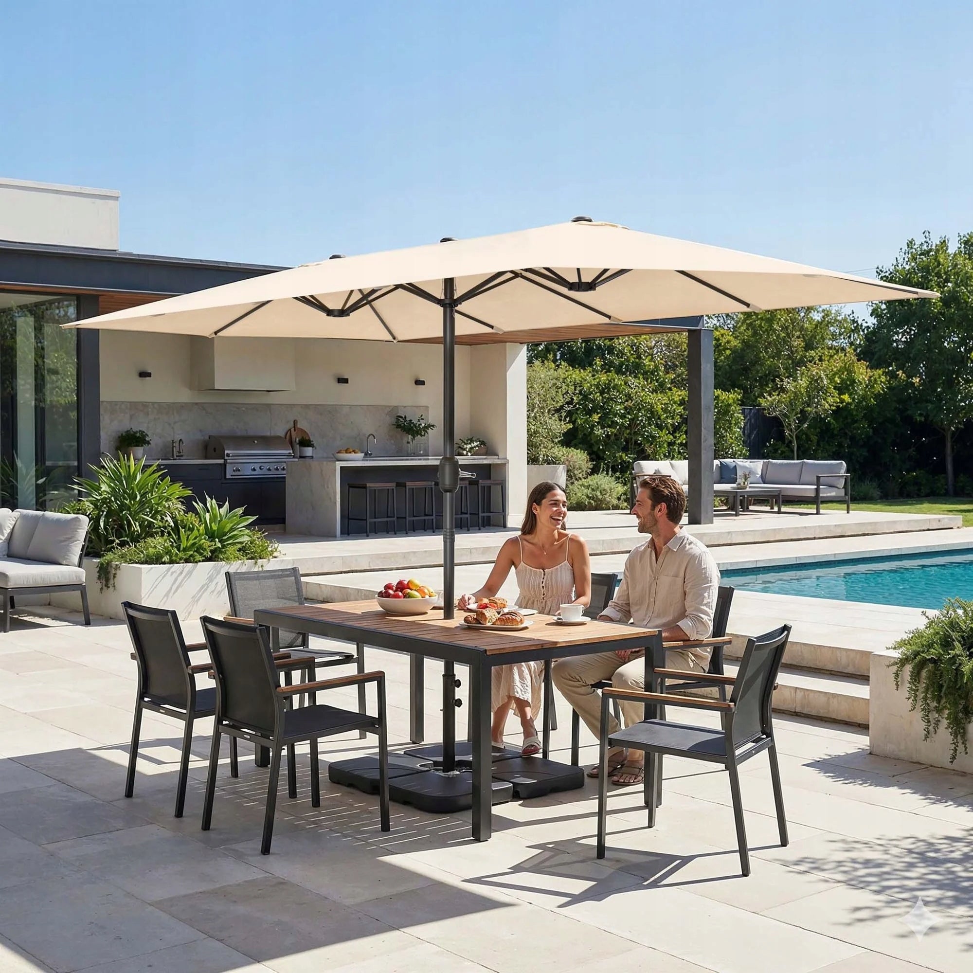 Garden Umbrella Large 450x265cm UV50+Steel Frame Base Cover Manufacturer di volio