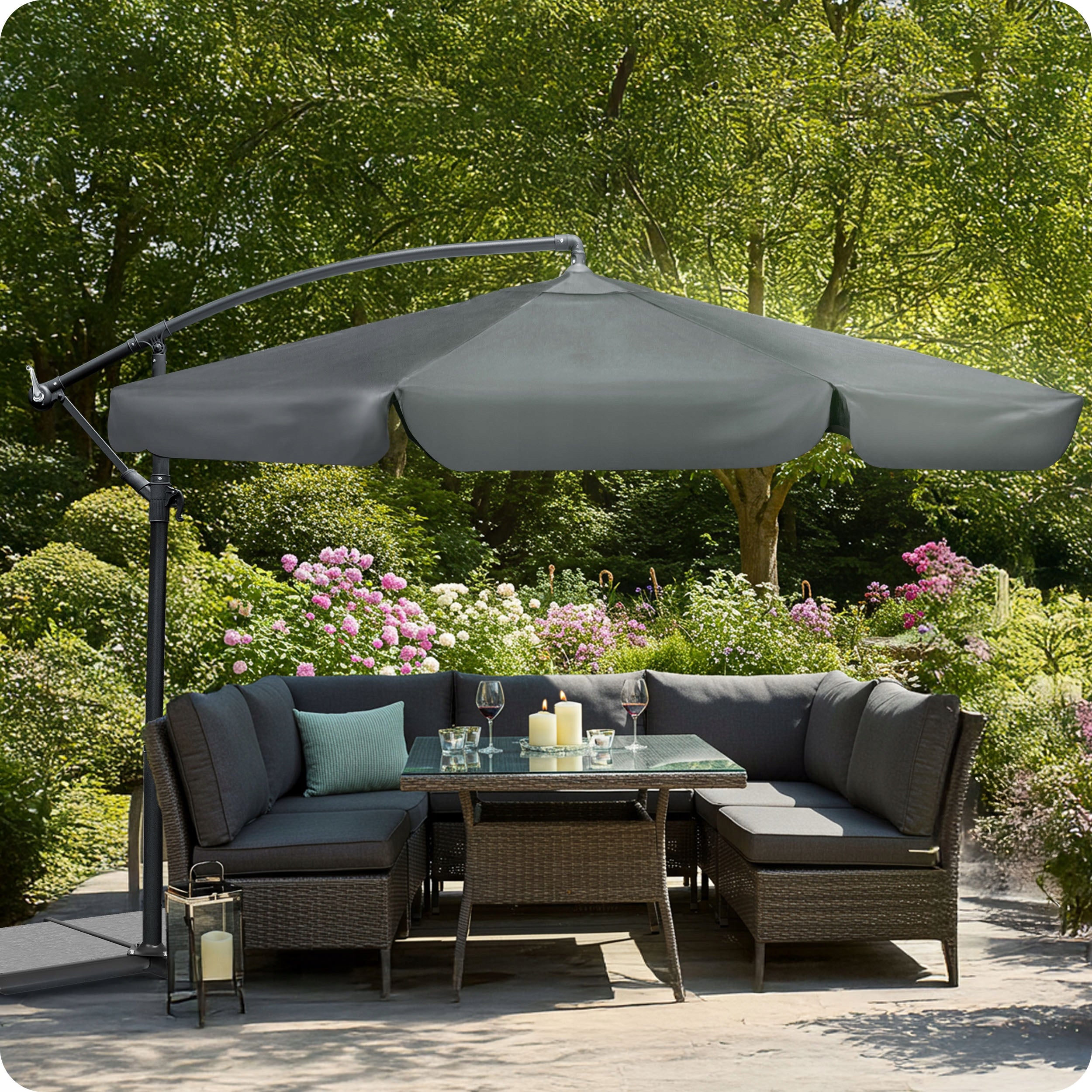 Garden Umbrella Large Folding with Boom Cover 6 Segments Ø 350cm Manufacturer Plonos