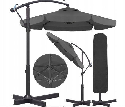 Garden Umbrella Large With Boom Black 3m + Cover SET GIFT Packaging status original