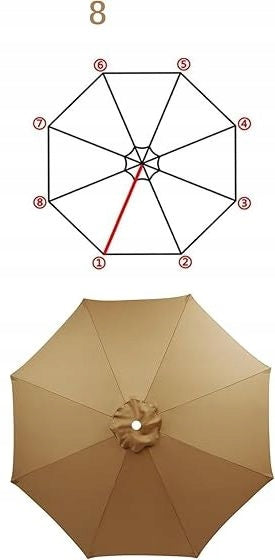 Garden Umbrella Plating 8 Arms 300cm Canopy Brown BB1 Product height 1 cm
