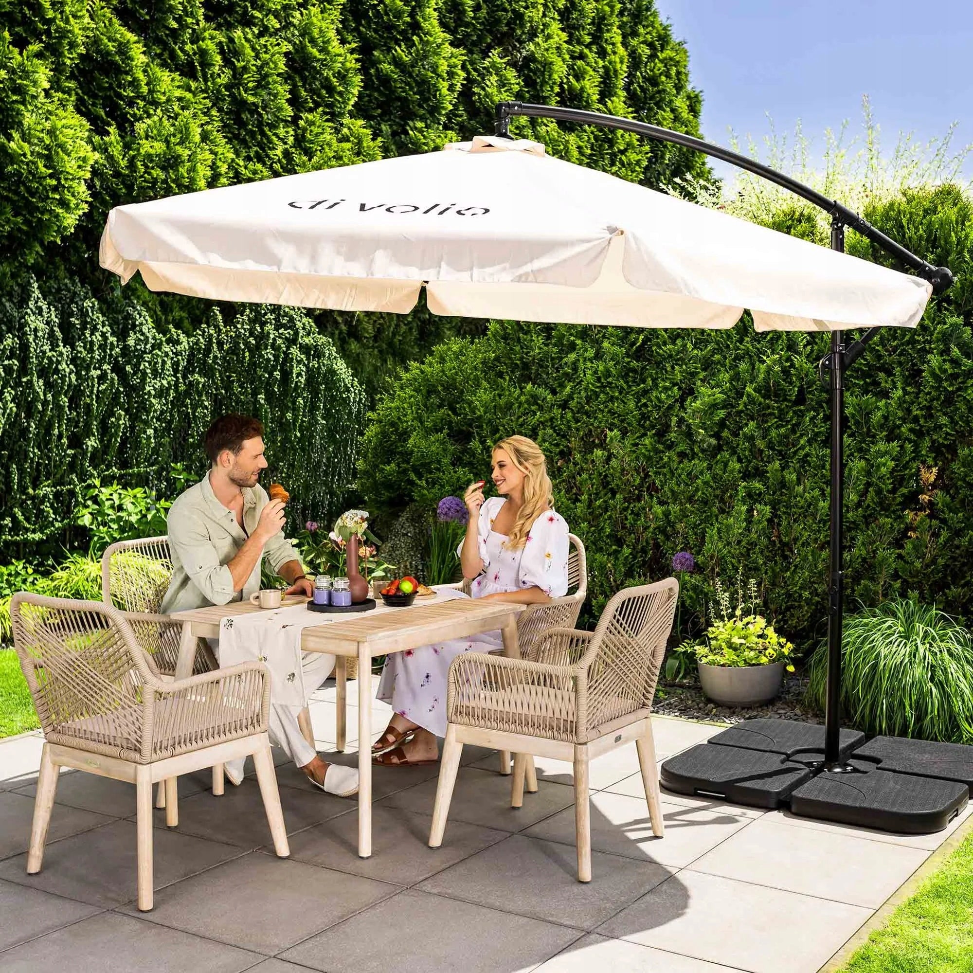Garden Umbrella with Boom Adjustable Canopy Folding Empoli Beige Color beige