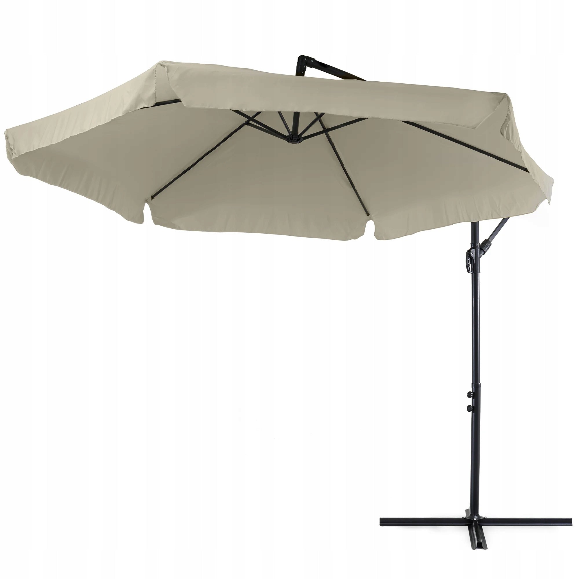Garden Umbrella with Boom Adjustable Canopy Folding Empoli Beige Product height 250 cm
