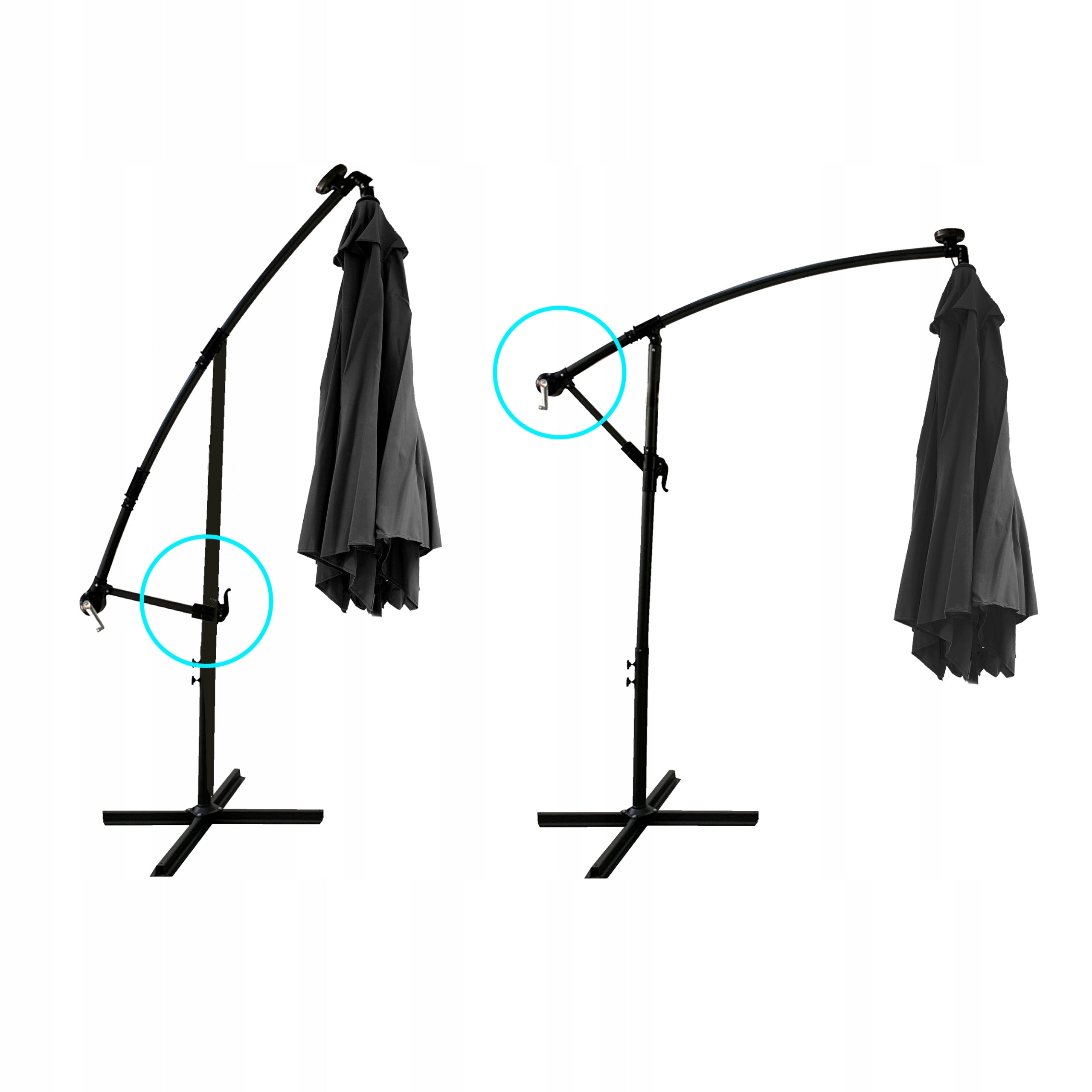 Garden Umbrella with Crank Boom FOLDING LED Solar Lights Diameter/width 270 cm