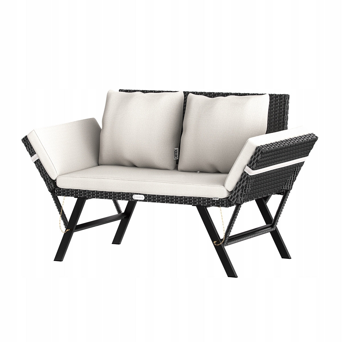 Garden bench couch lounger function unfolding rattan cushion Length (longer side) 176 cm