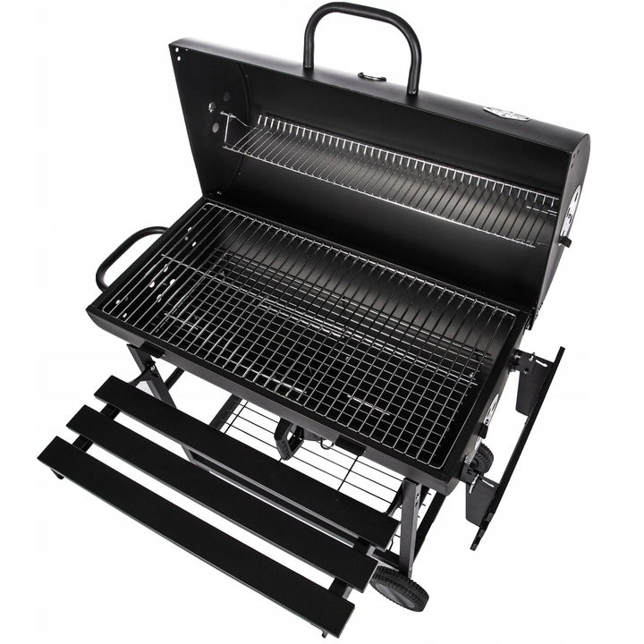 Garden charcoal grill large Spinel 115 cm 2 grates thermometer cover Grill height 90 cm