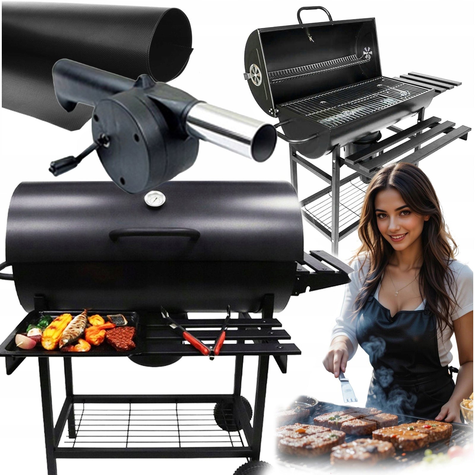 Garden charcoal grill large Spinel 115 cm 2 grates thermometer cover Packaging status original
