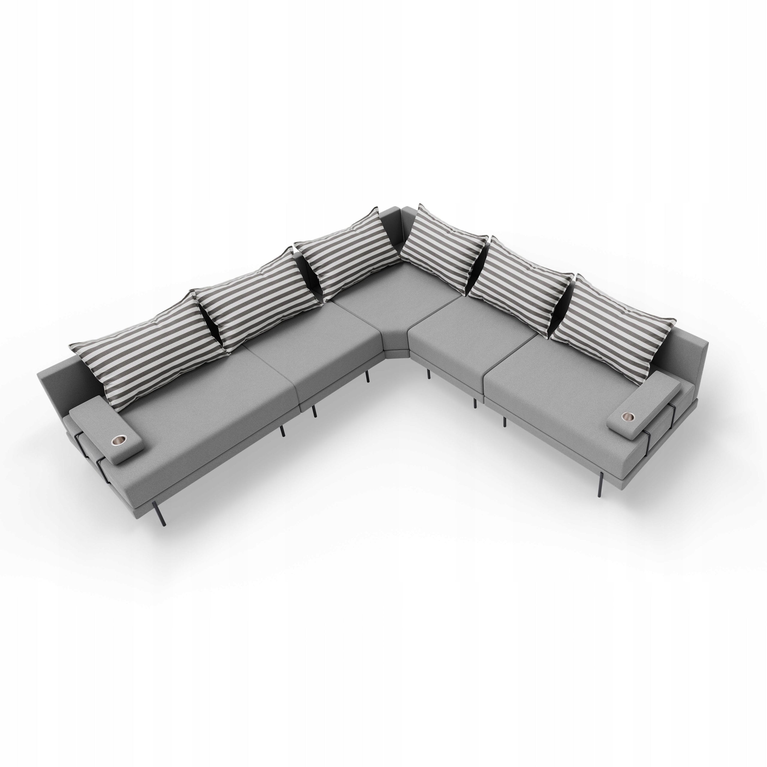 Garden corner sofa Bahama L Grey Striped 298x298 cm Main material other