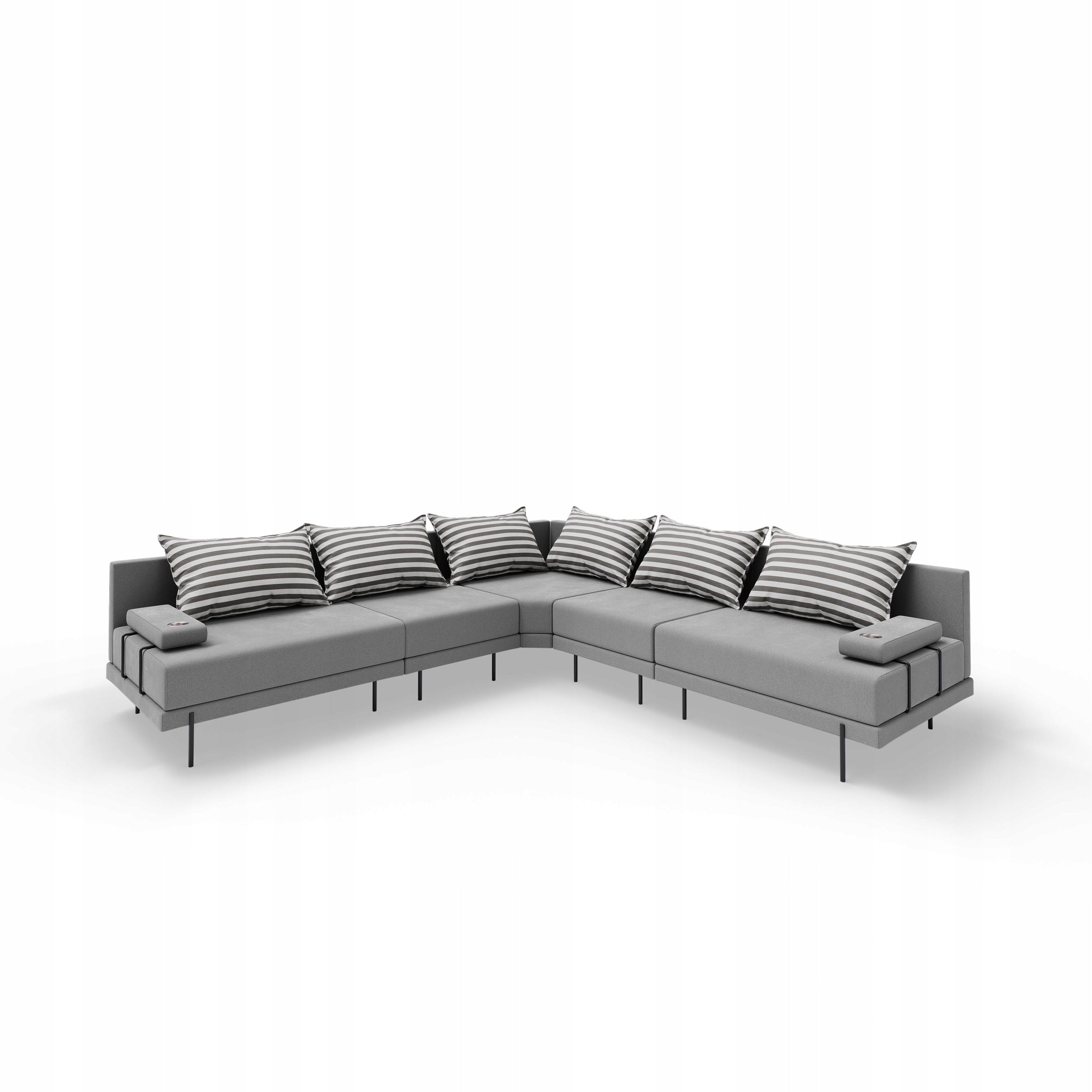 Garden corner sofa Bahama L Grey Striped 298x298 cm Manufacturer no brand
