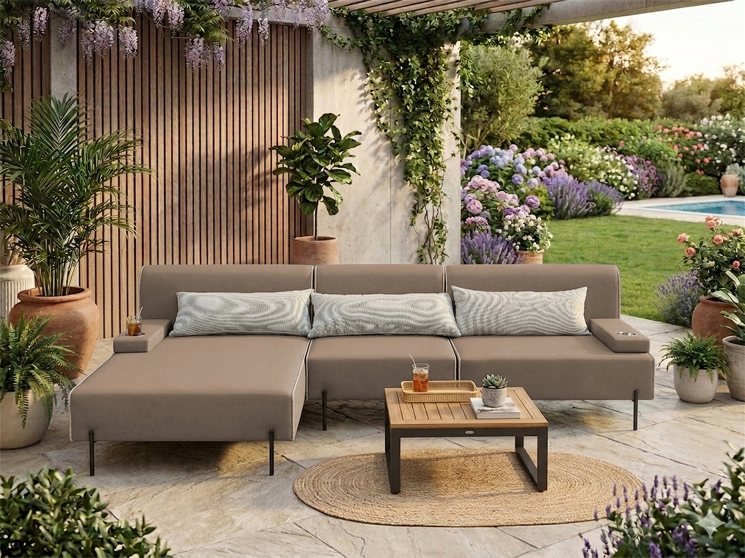 Garden corner sofa Borneo S - Beige 300x170 cm Set LEFT Manufacturer no brand