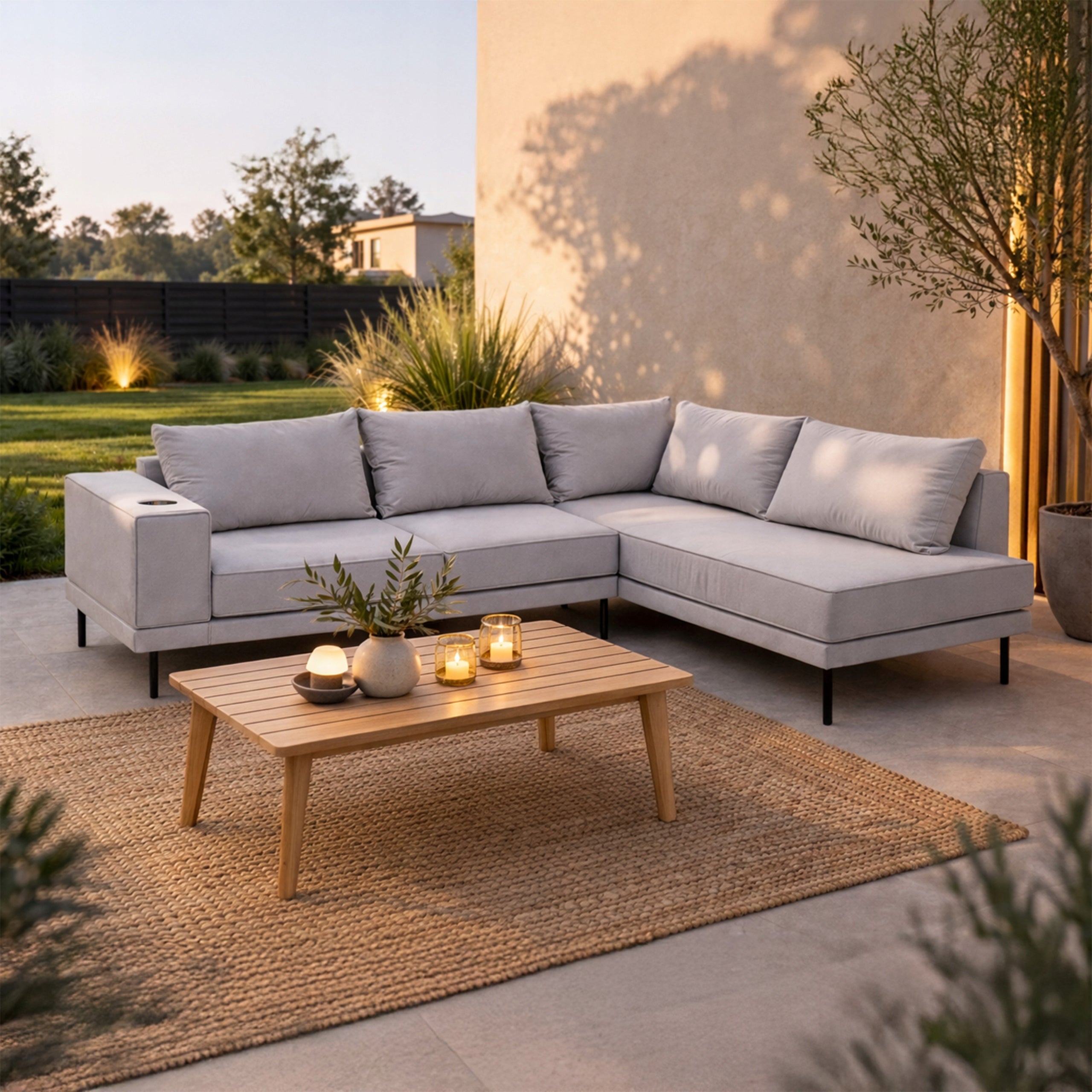 Garden corner sofa VOLARO 268x202 cm Seating set RIGHT - GREY