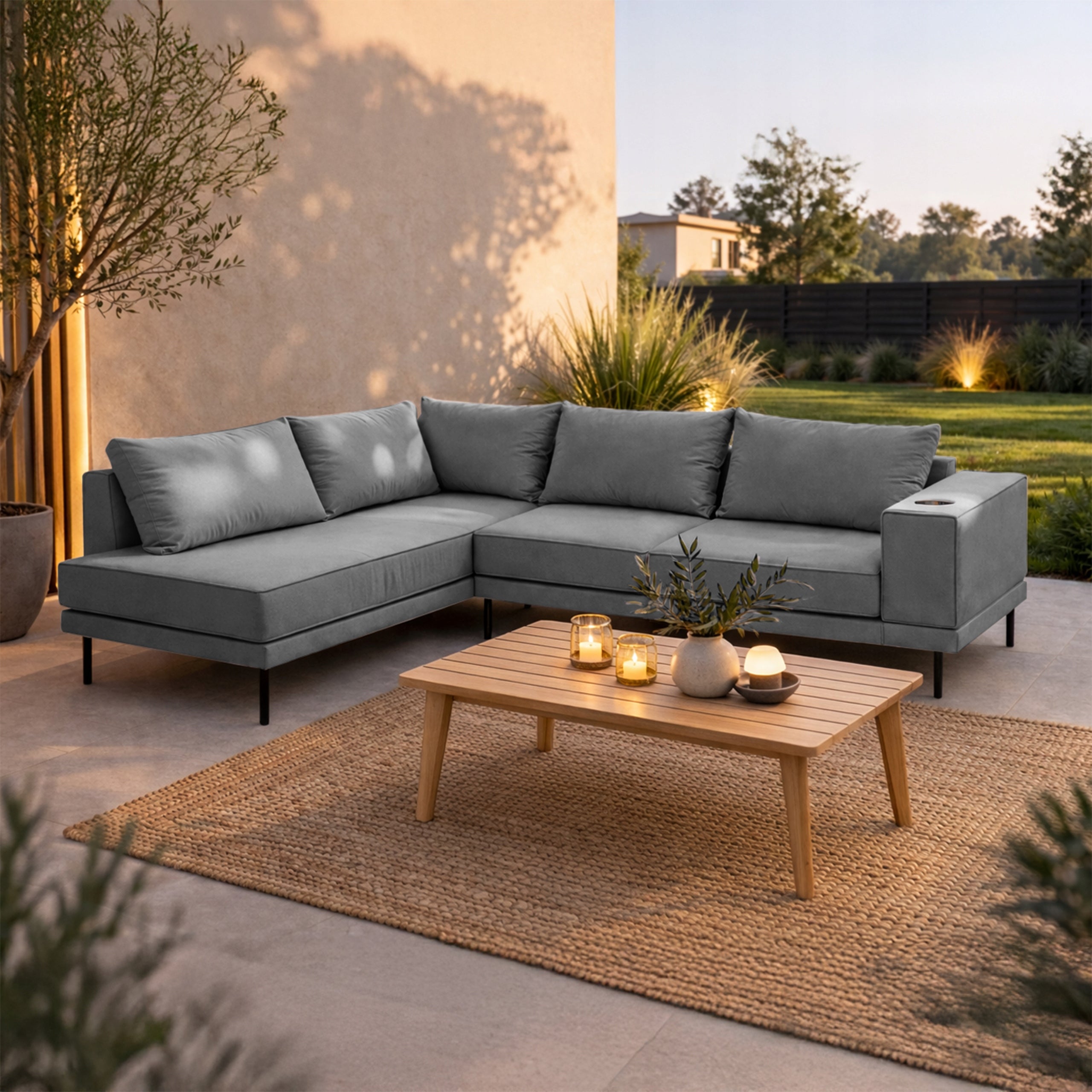 Garden corner sofa VOLARO 268x202cm Seating set LEFT - DARK GREY