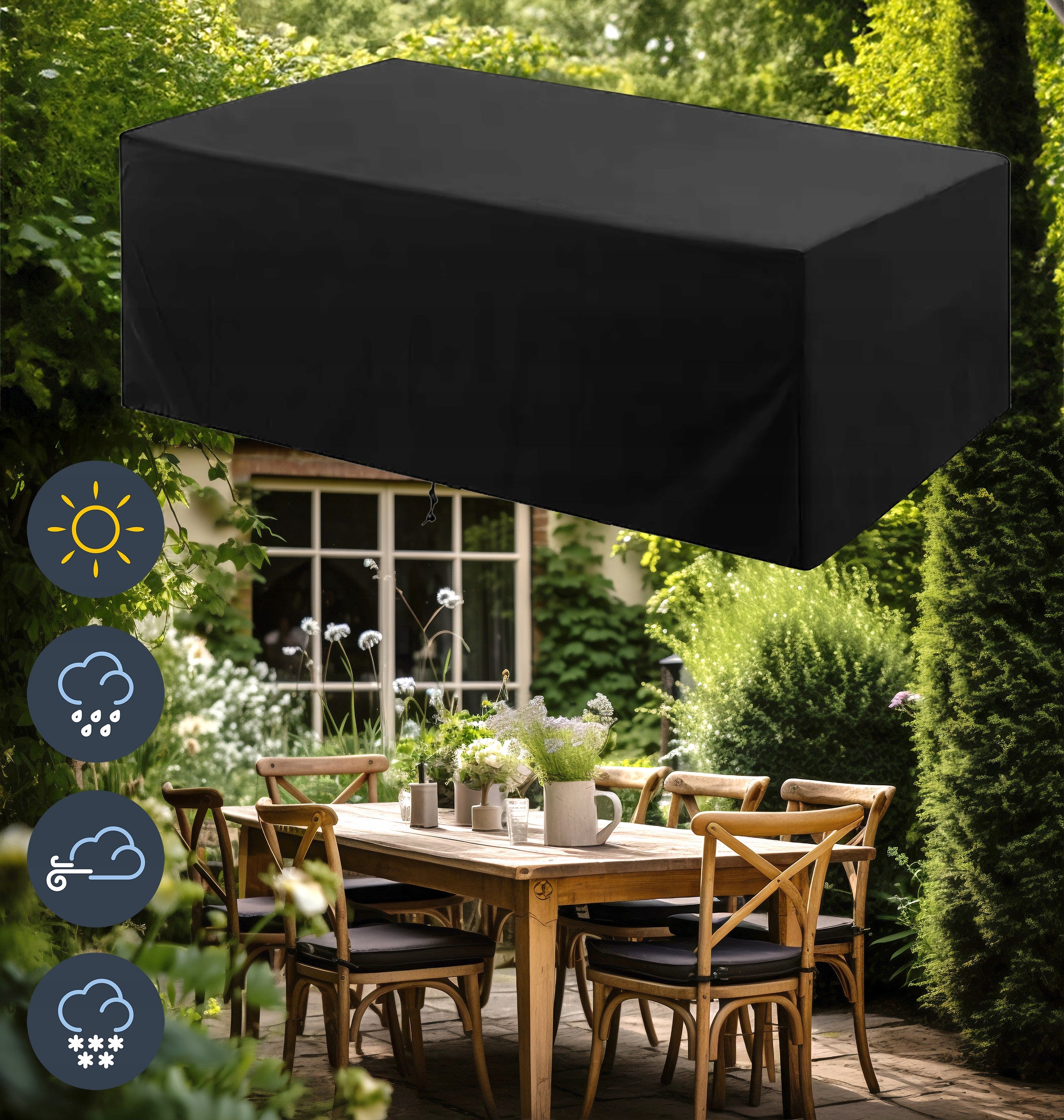 Garden cover for set 215 x 135 x 105 cm black Packaging status original