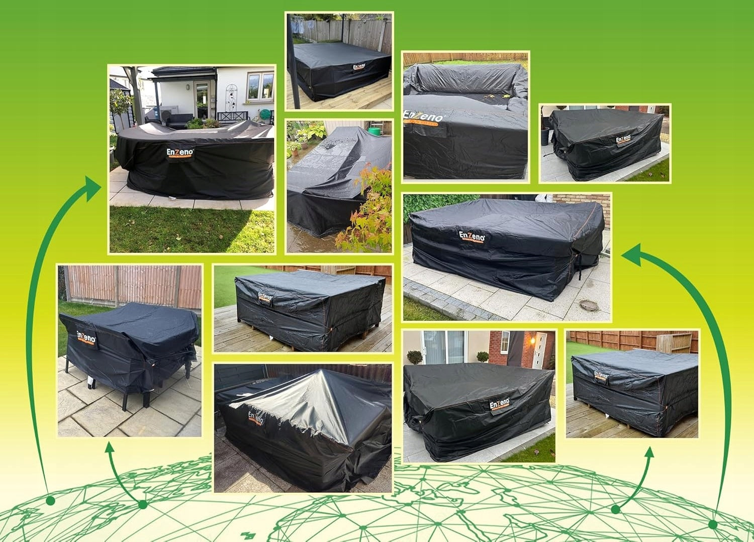 Garden cover for set 250 x 210 x 90 cm black Furniture cover Manufacturer no brand
