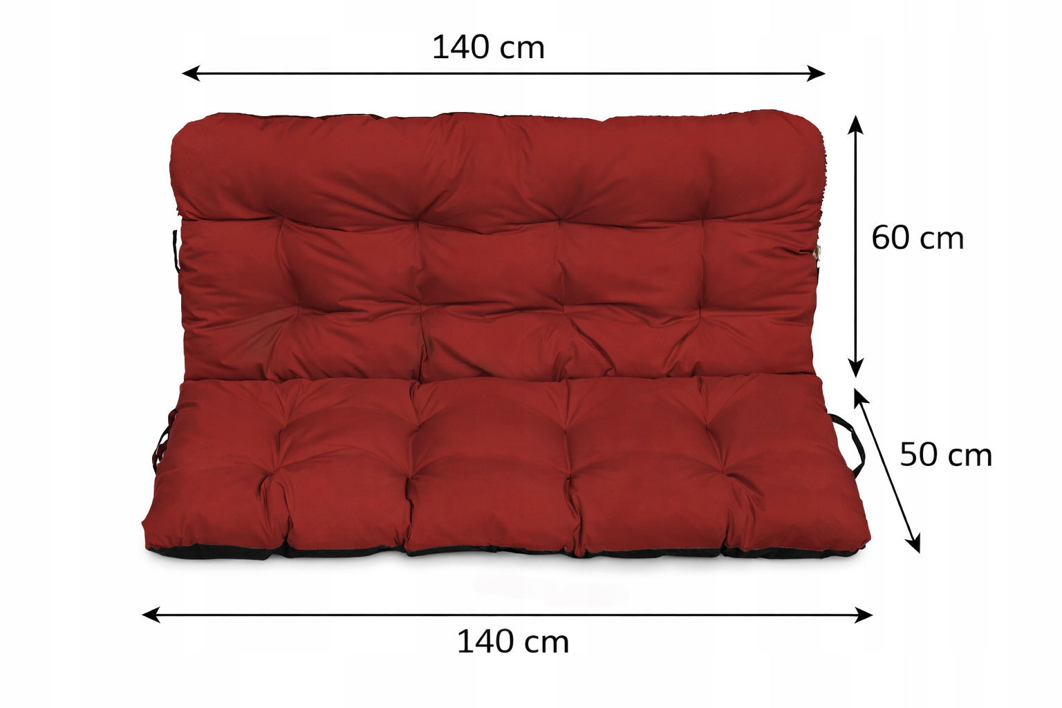 Garden cushion for bench swing furniture WATERPROOF 140x60x50 BURGUNDY Packaging status original