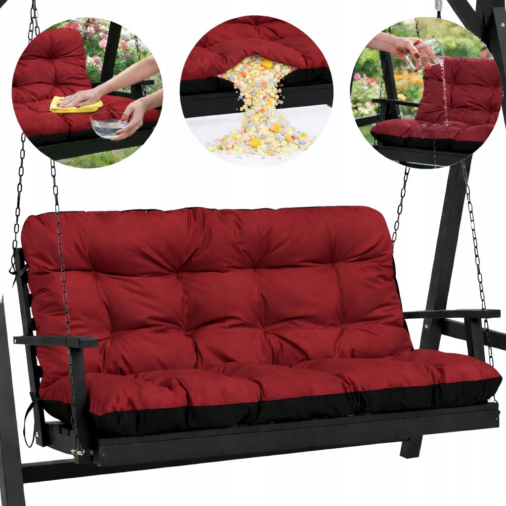 Garden cushion for bench swing furniture WATERPROOF 140x60x50 BURGUNDY